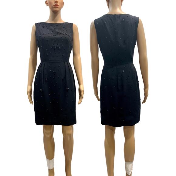 60s Black Beaded Cocktail Dress | Mid Century MOD Wiggle Dress LBD| Fits XS/S - Picture 9 of 12